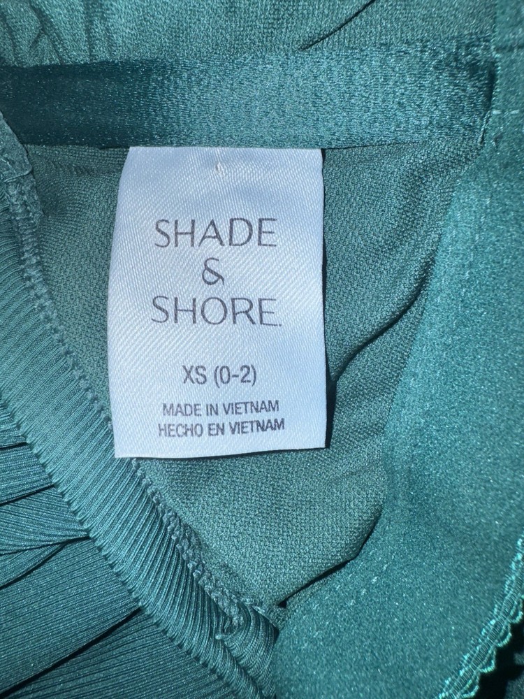 Shade & Shore Womens XS 0/2 Green One Piece Ribbed Ruched Swimwear