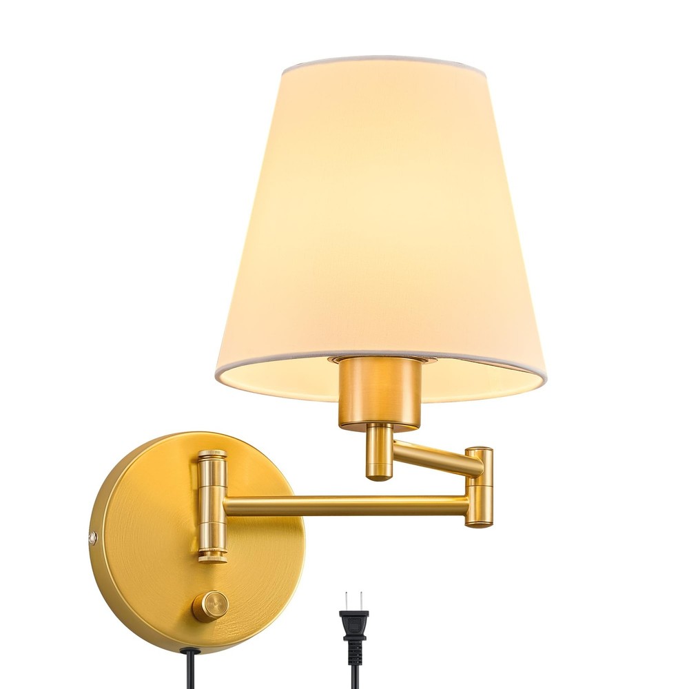 Swing Arm Wall Lamp, Plug in & Hardwired Wall Sconce, Adjustable Wall Mounted...