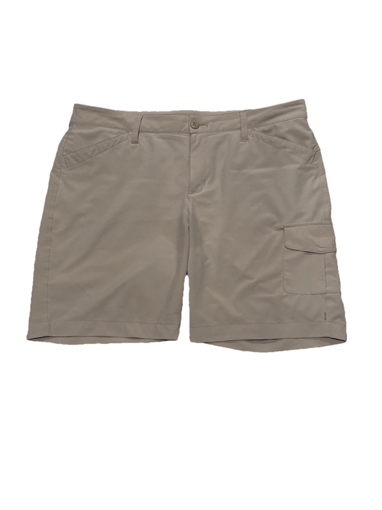 Size 12 Eddie Bauer Travex Shorts Women Tan Cargo Performance Hiking Outdoor