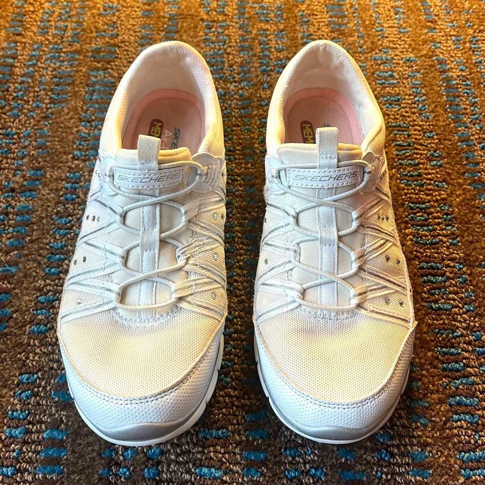 Skechers Air Cooled Memory Foam Women's White Pink Slip In Shoe Size 8