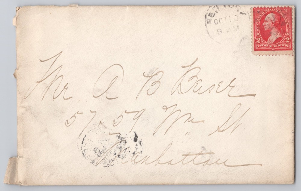New York, NY, 2c Washington stamp, addressed envelope, Un 1902