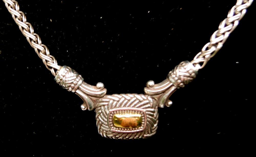 Vintage Brighton Bordoux Two Tone Silver & Gold Chunky Chain Necklace