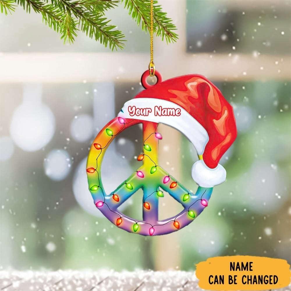 Hippie Christmas Ornament  Peace Christmas Ornament  Peace Sign Xmas Ornament