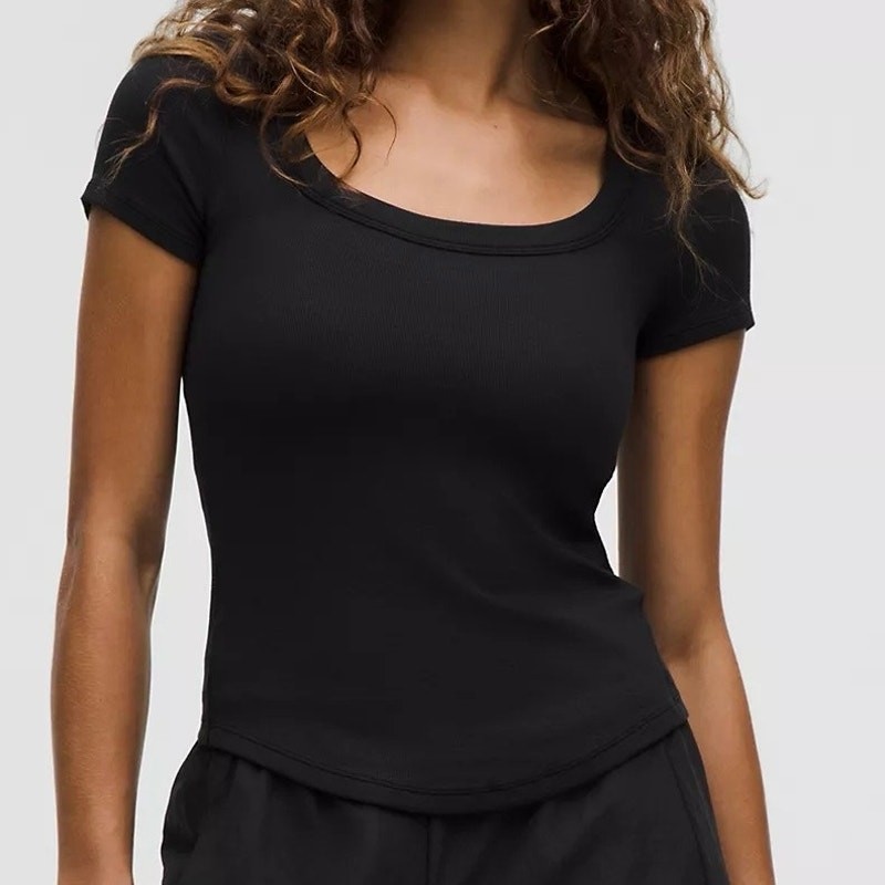 Lululemon Women's 4 Hold Tight Scoop Neck Short Sleeve Shirt Ribbed Baby Tee