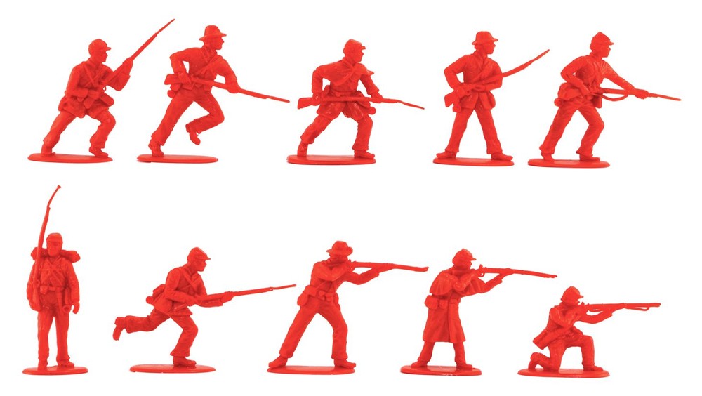 Accurate C.S.A Infantry set #2 in Red Color - 10 54mm soft plastic figures-image
