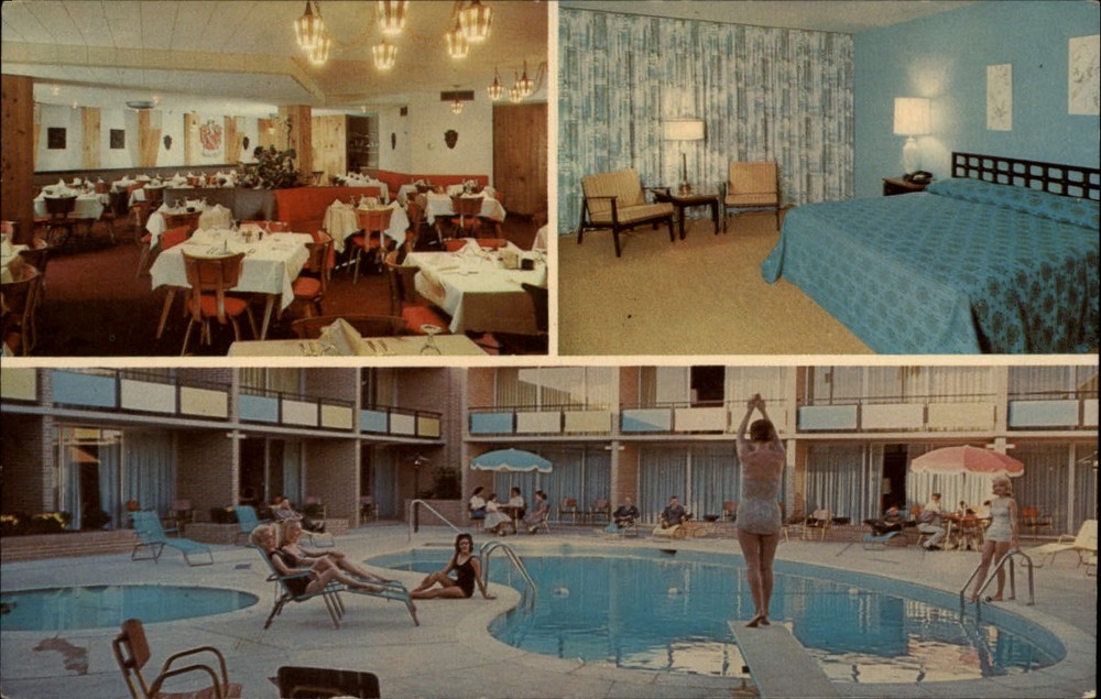 St Francis Hotel Courts Birmingham Alabama swimming pool multiview ~ 1950s-60s