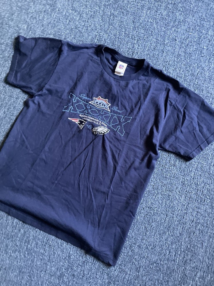 Vintage 2005 Philadelphia Eagles vs New England Patriots Super Bowl Tshirt Sz L