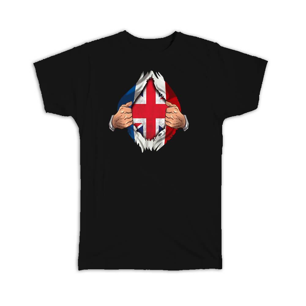 Gift T-Shirt : Ukraine French Flag Chest Ukrainian
