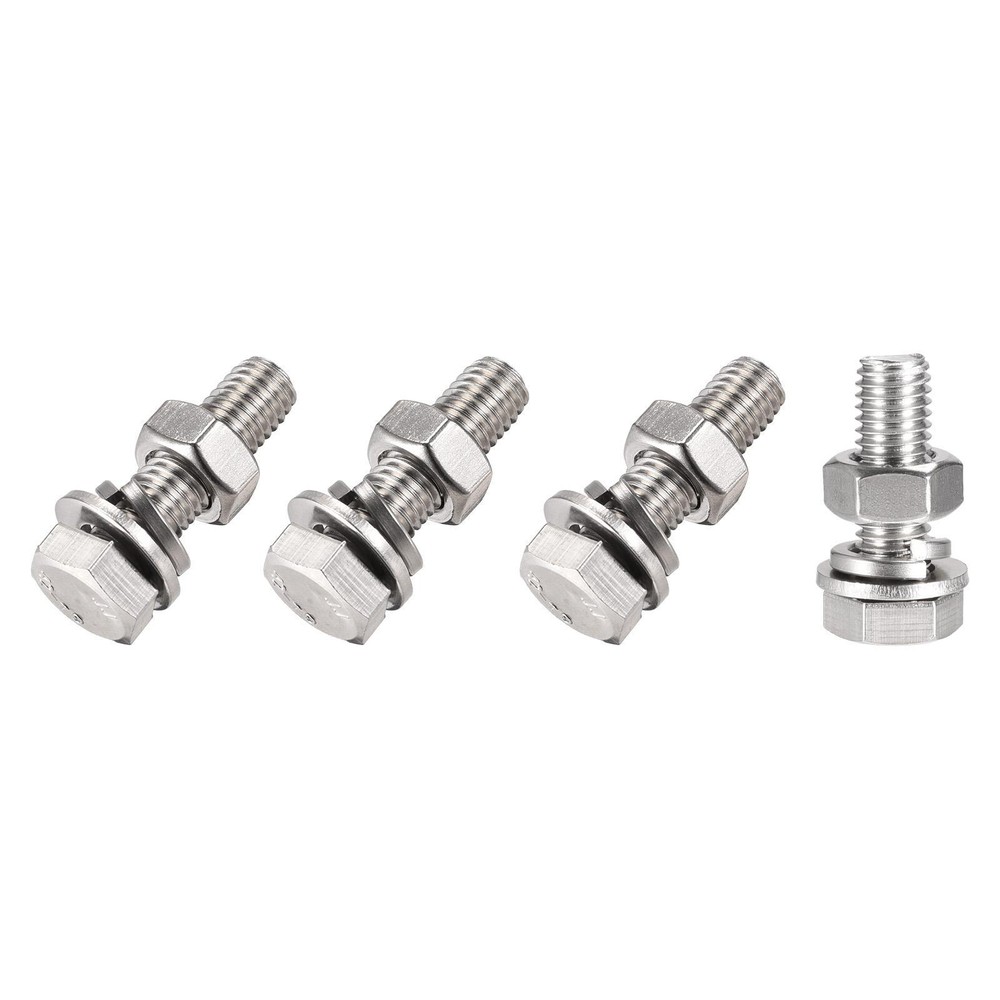 Hex Head Screws Bolts, Nuts, Flat & Lock Washers Kits (M10x35mm) 4Sets