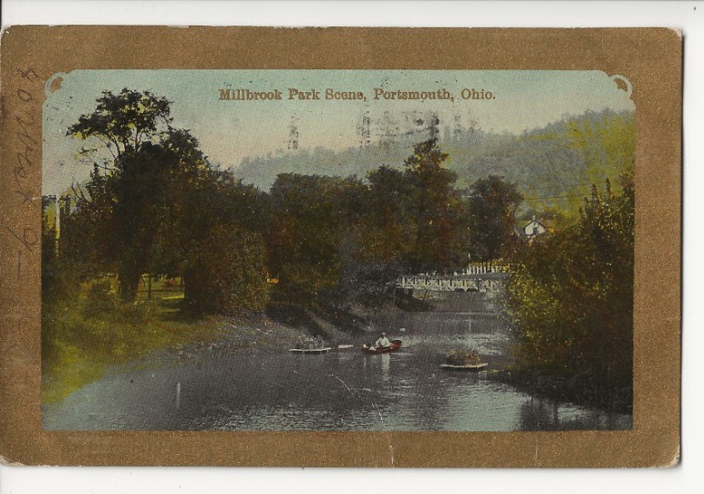 1910 Portsmouth Ohio Oh Gold Border Millbrook Park Scene - Postmarked