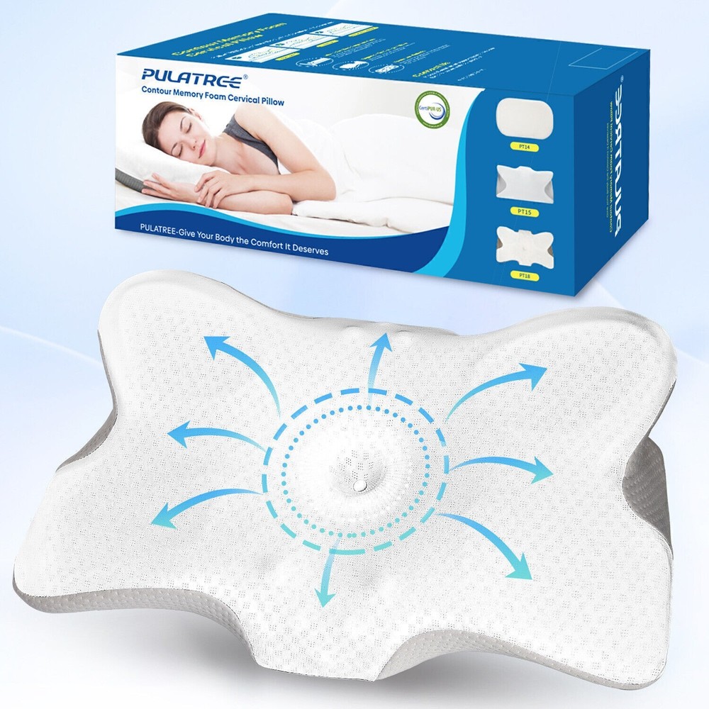 Contour Memory Foam Neck Pillow for Cervical Pain Relief & Support  