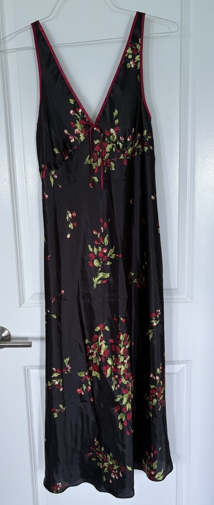 Jones New York Satin Nightgown Slip M Floral