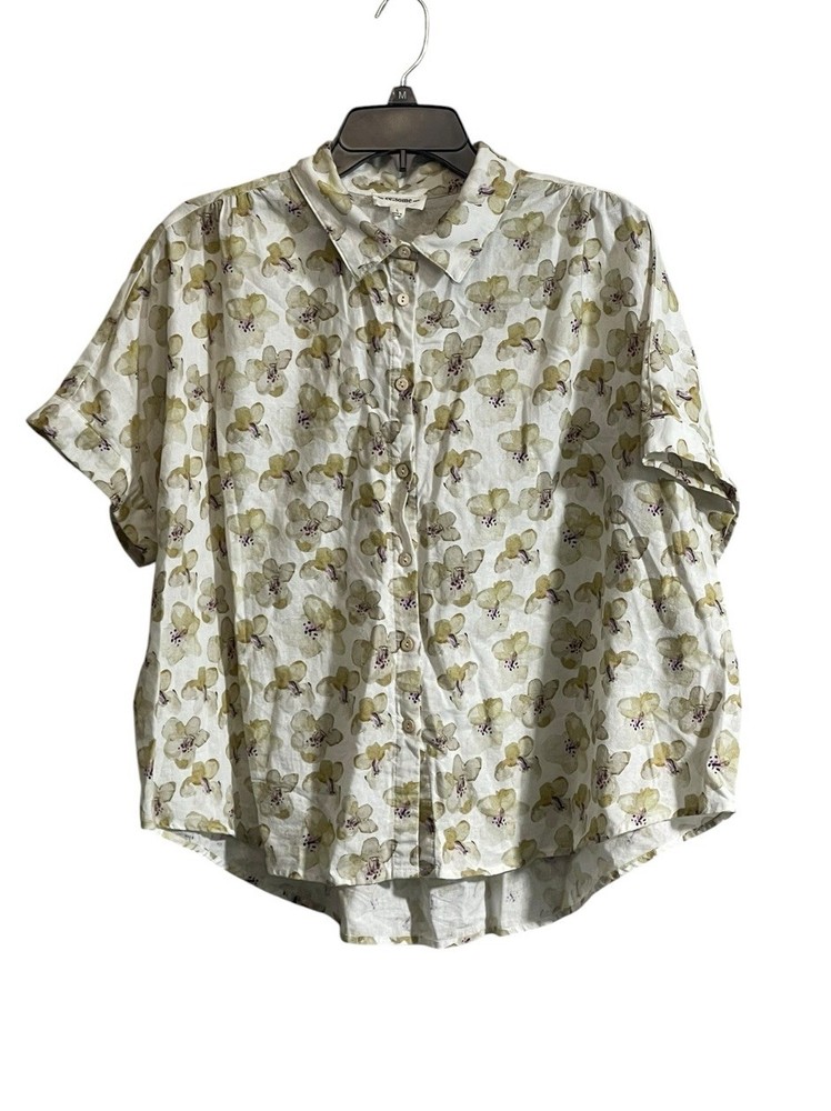 ee:some Top Sz Large Floral Print Button Oversized Boxy Whimsy Relaxed Nature