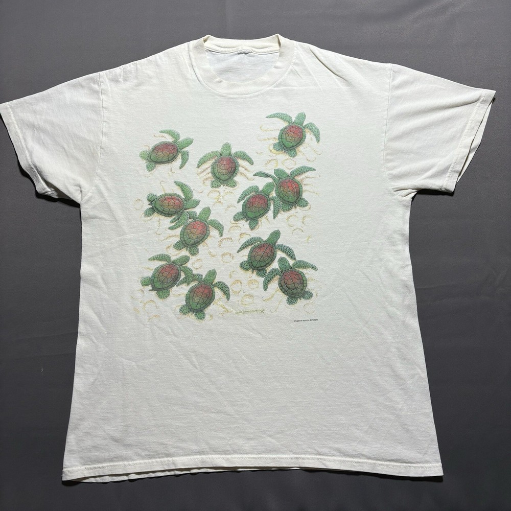 Vintage 90s Baby Sea Titles Beach Project Earth Wildlife Nature Shirt Size L