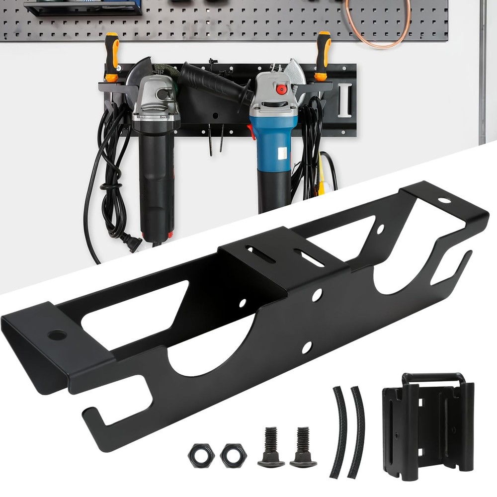 2 Bay E-Track Angle Grinder Holder with Cord Hanger for Secure Tool Storage