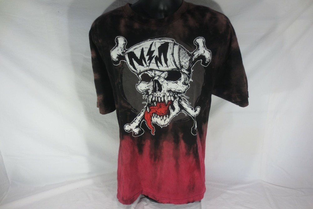 Acid Wash Metal Mulisha Red Dip Dye T-Shirt Size XL-image