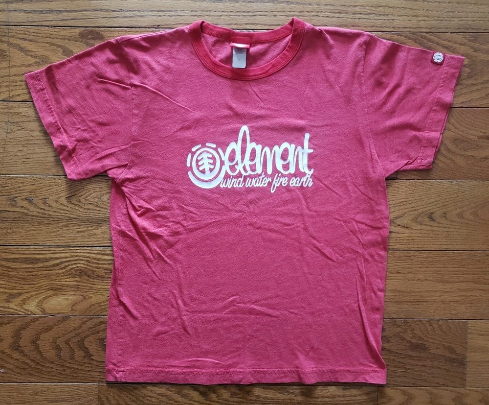 Vintage Element Skateboard Shirt Size M Medium Red Script Made in USA Y2K 90s