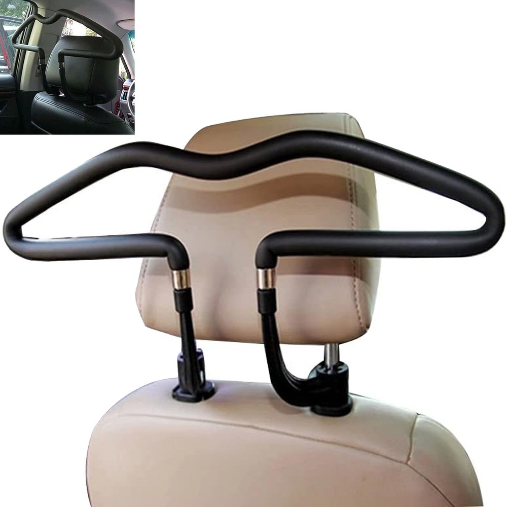 Stainless Steel Car Seat Headrest Jacket Coat Suit Clothes Hanger Black W6S8