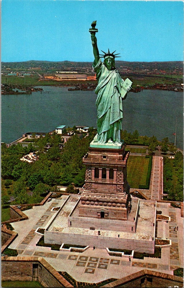 Dr Jim Stamps Postcard Statue Of Liberty Air View