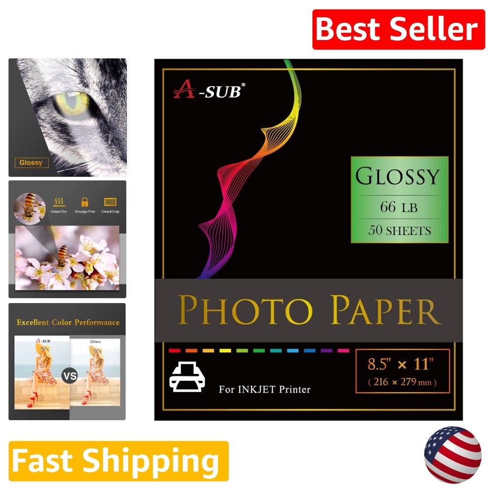 Inkjet Photo Paper - High Glossy Finish - 8.5x11 Inch - 50 Sheets - Single Sided