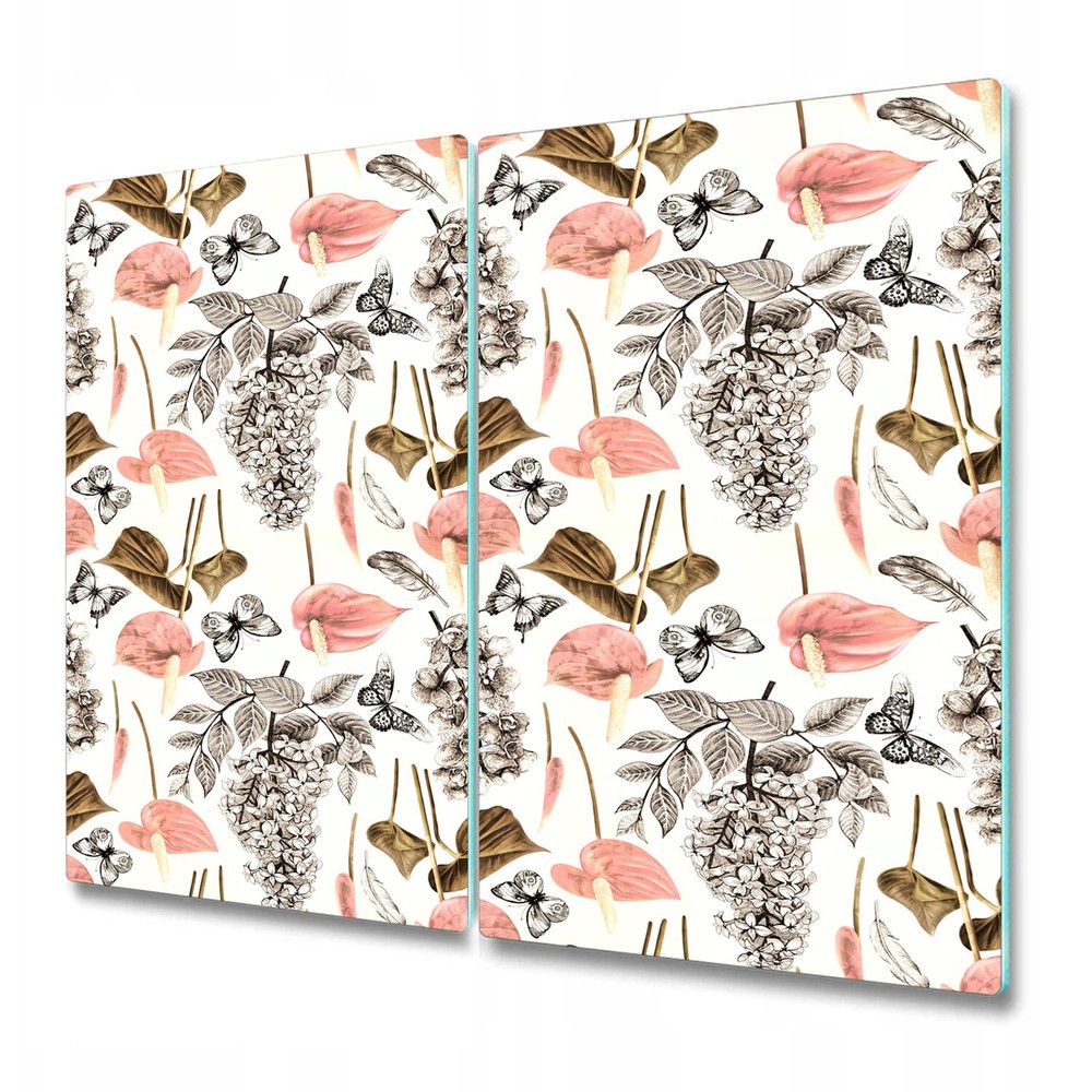 Glass Chopping Board Utensil Board Spring flowers Pink callas and butterfly