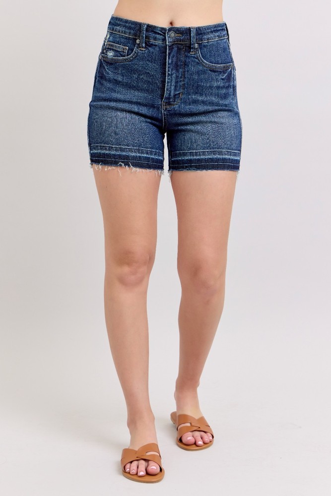 Judy Blue HW Tummy Control Destroy Release Hem Shorts Large NWT