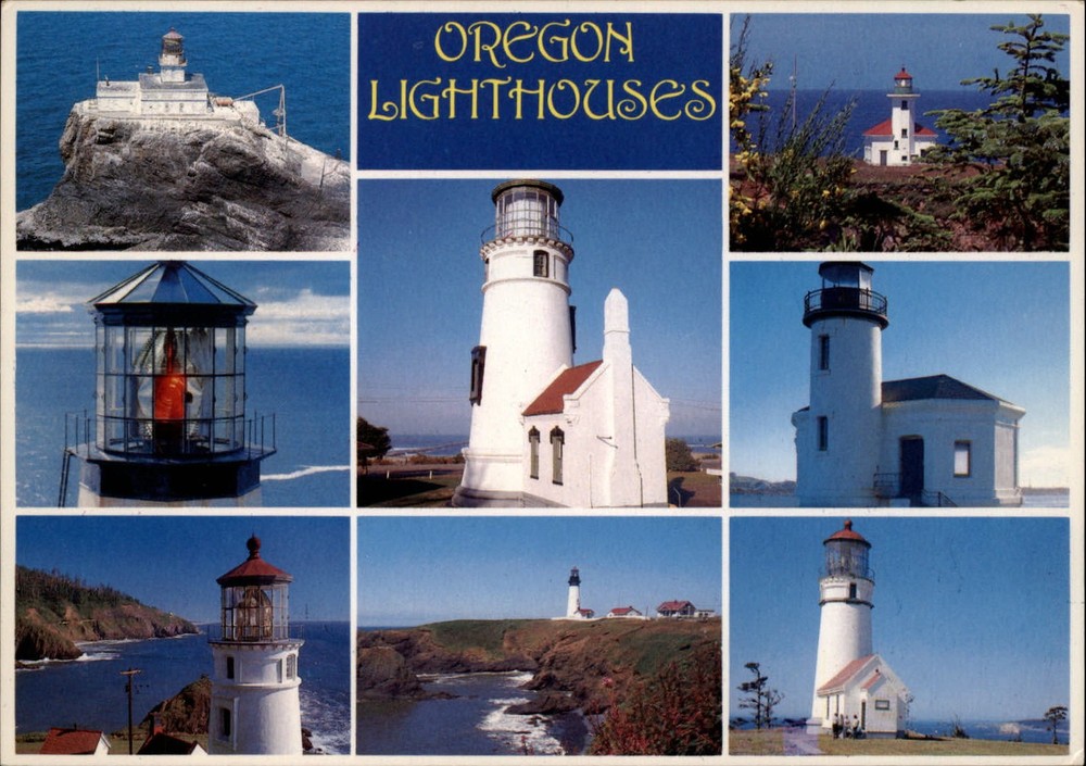 Oregon Lighthouses Umpqua Bay Yaquina Head Cape Arago multiview  postcard sku259