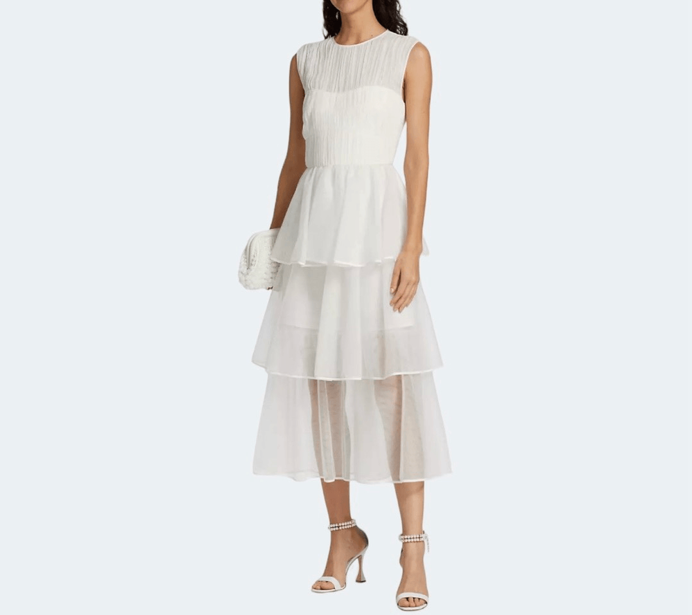JONATHAN SIMKHAI Benton Pleated Tulle Dress Size 6