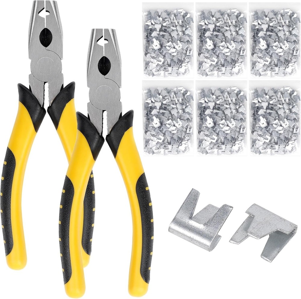 1800PCS Wire Cage Clips and Pliers Rabbit Hog Ring Pliers...