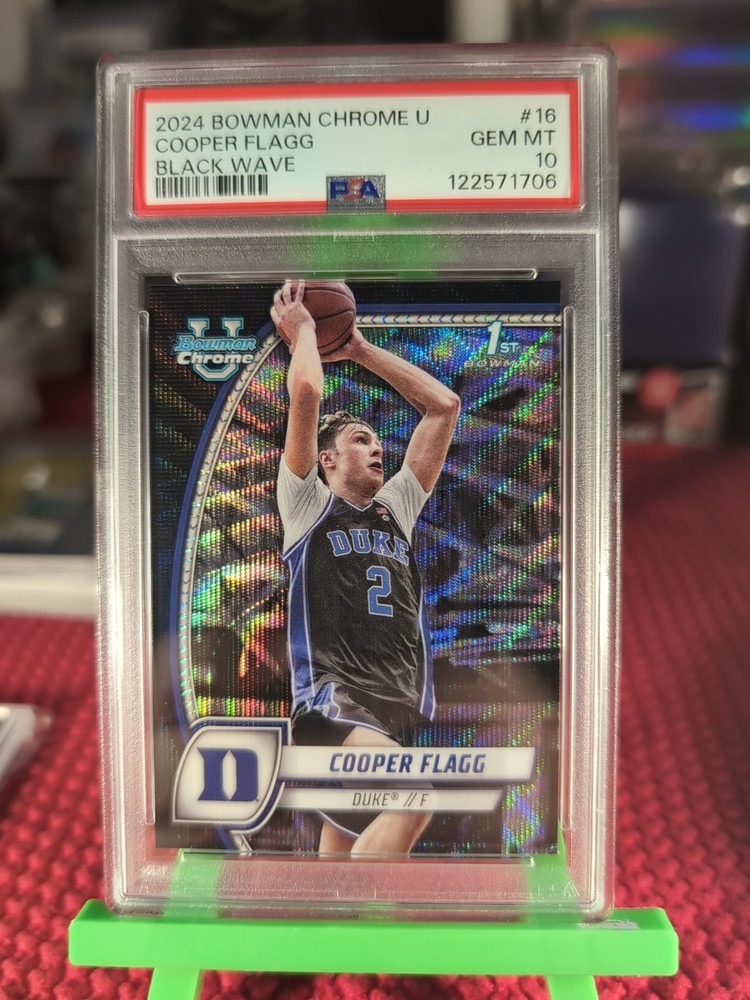 2024 Bowman University Chrome Cooper Flagg #16 Black Wave Refractor (RC) PSA 10