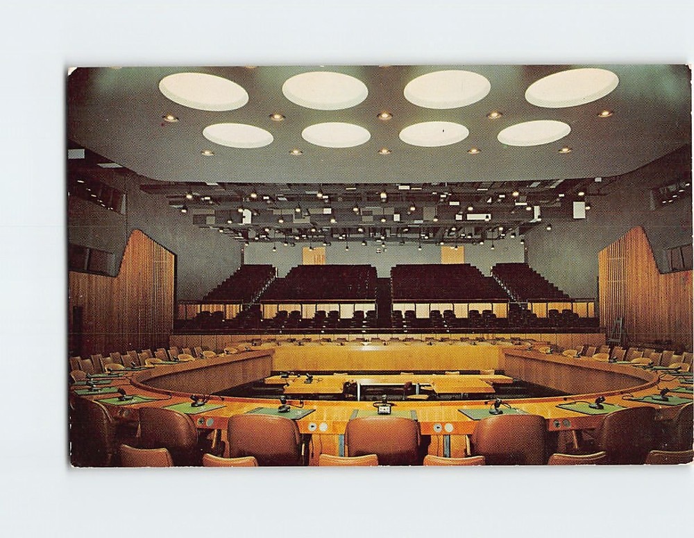 Postcard  Economic And Social Council Chamber United Nations NYC NY
