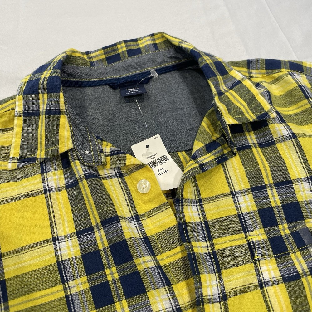 Gap Kids Plaid Long Sleeve Button Down Shirt Boys XXL 14-16