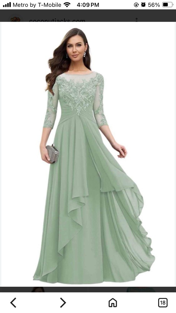 Faeriesty Mother Of The Bride Lace Chiffon Embroidered Evening Dress Size 8 M