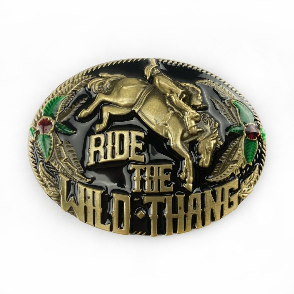 Western Cowboy Belt Buckle for Men Rodeo Vintage Style Wear Ride The Wild Thang