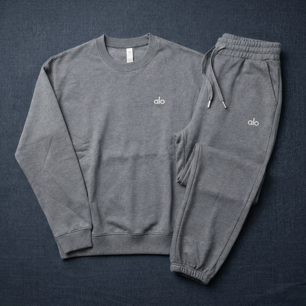 Women's Alo Gray Crew Neck Sweatshirt Matching Set in Size Medium