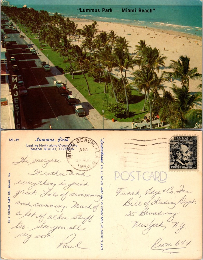 Lummus Park Miami Beach Florida FL Postcard