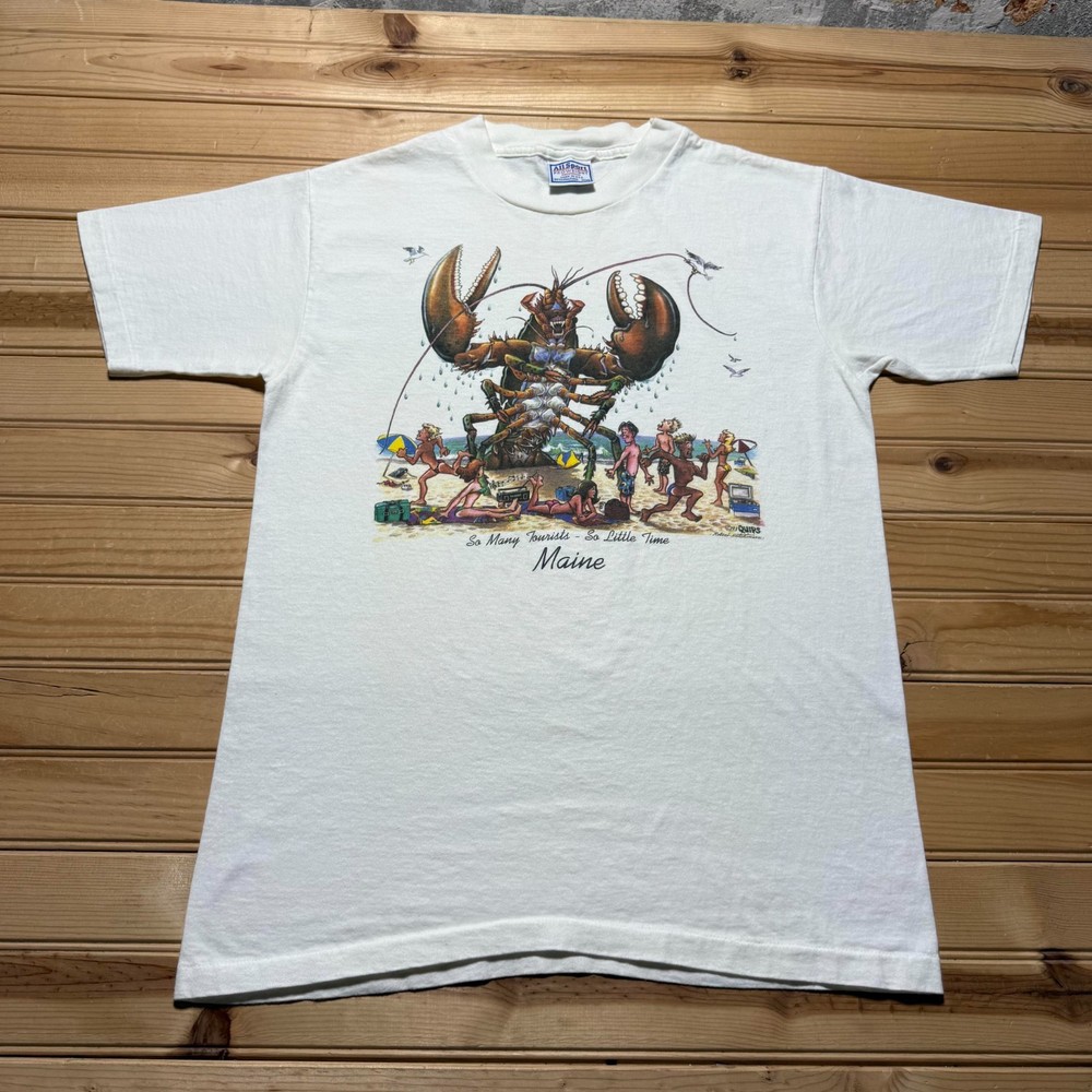 Vintage 1993 Maine Lobster Beach Robert Hutchinson T-Shirt USA - Medium