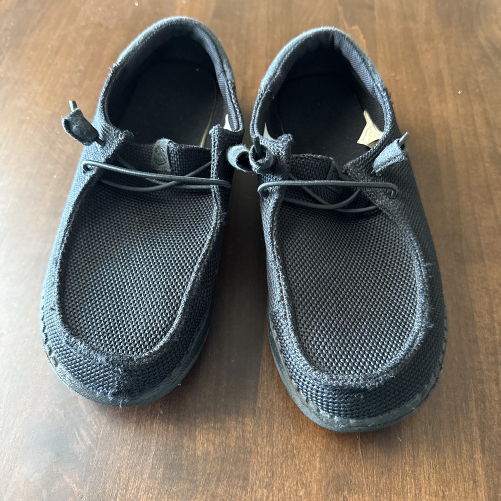 Hey Dude Black Comfort Lightweight Slip-On Lace Up Casual Shoes Size W7