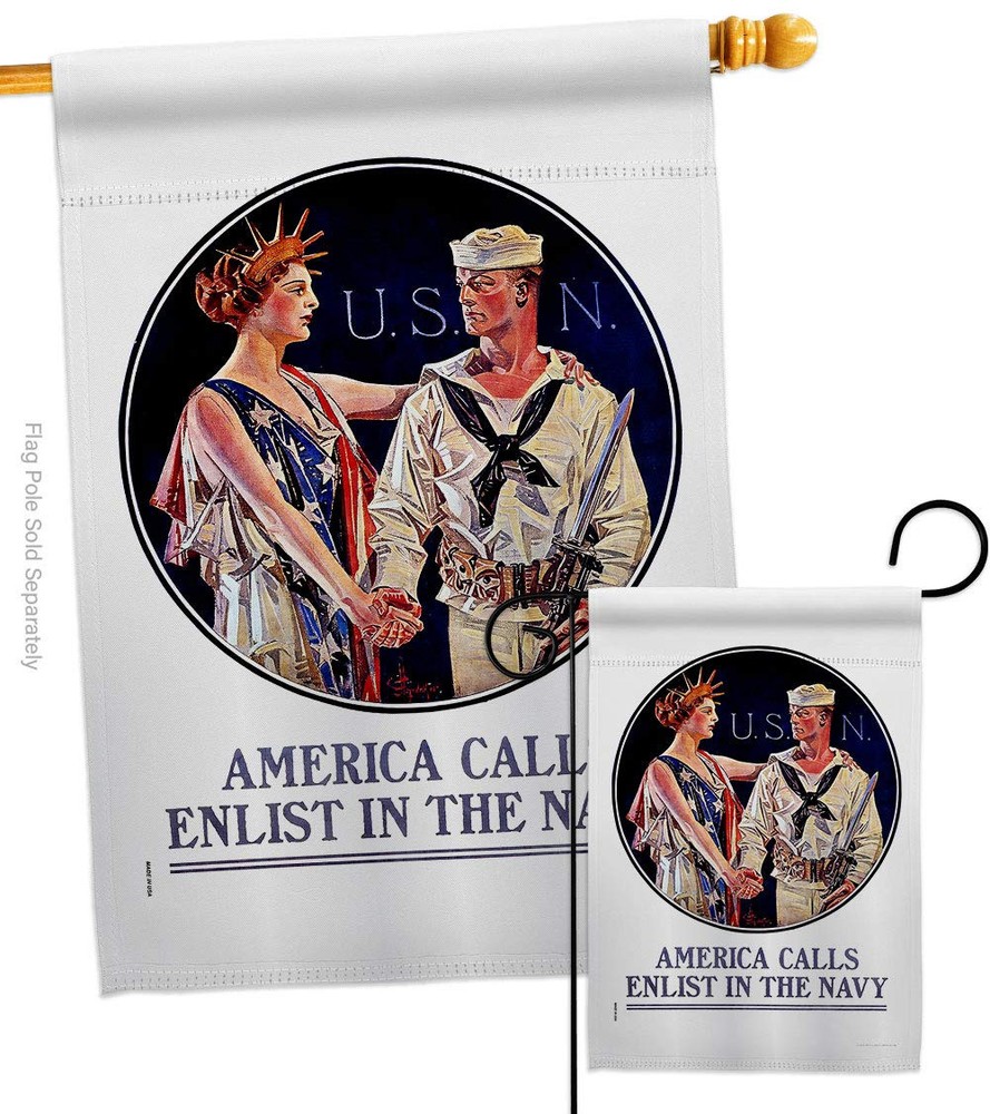 Enlist in The Navy Garden House Flag Set Armed Forces USN Seabee United State...