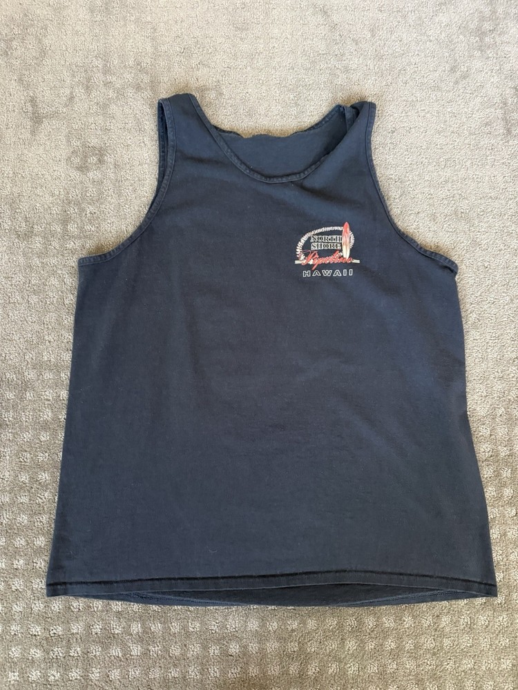 Pipeline Black Hawaii Surf Logo Graphic Men's Sleeveless Crew Neck T-Shirt L