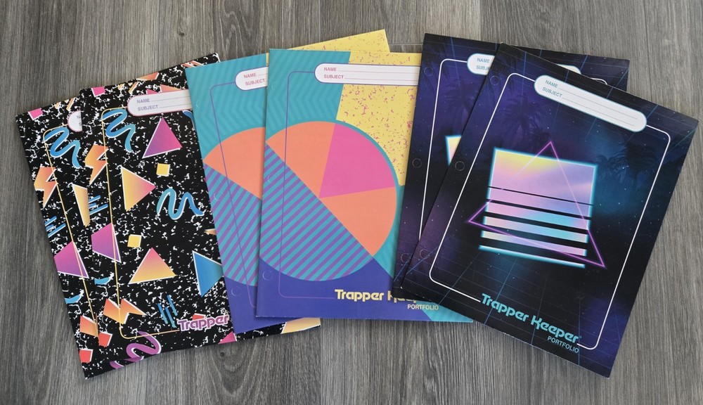 Mead Trapper Keeper Portfolio Folders Lot of 6 Retro Graphics Abstract Designs-image