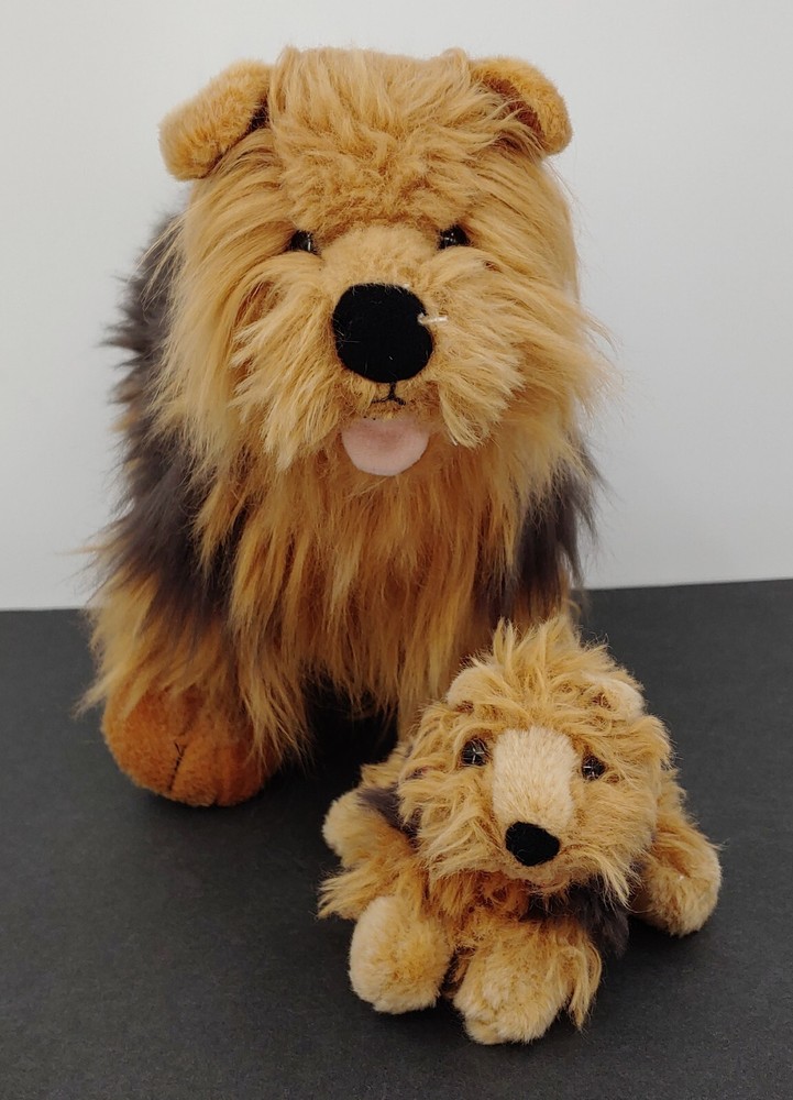 Build A Bear Yorkshire Terrier Yorkie With Puppy Black Brown Plush Lot Of 2