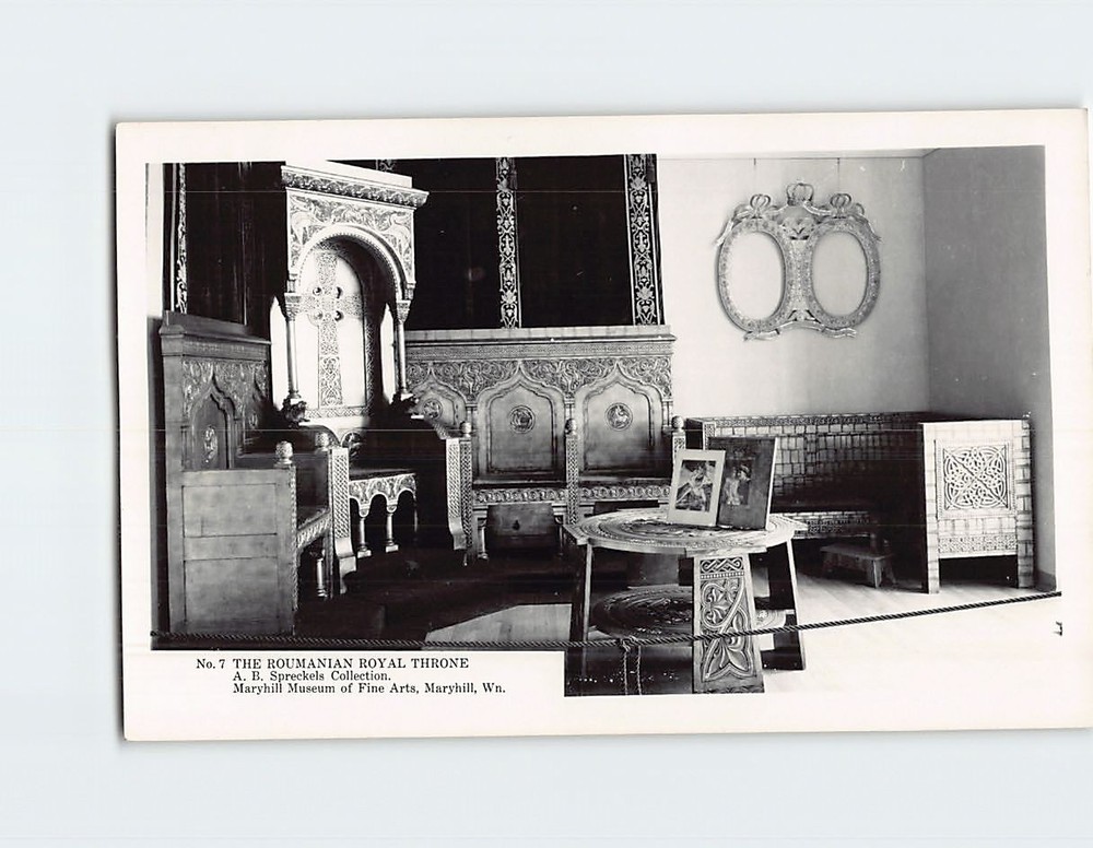 Postcard Roumanian Royal Throne Maryhill Museum of Fine Arts Washington USA