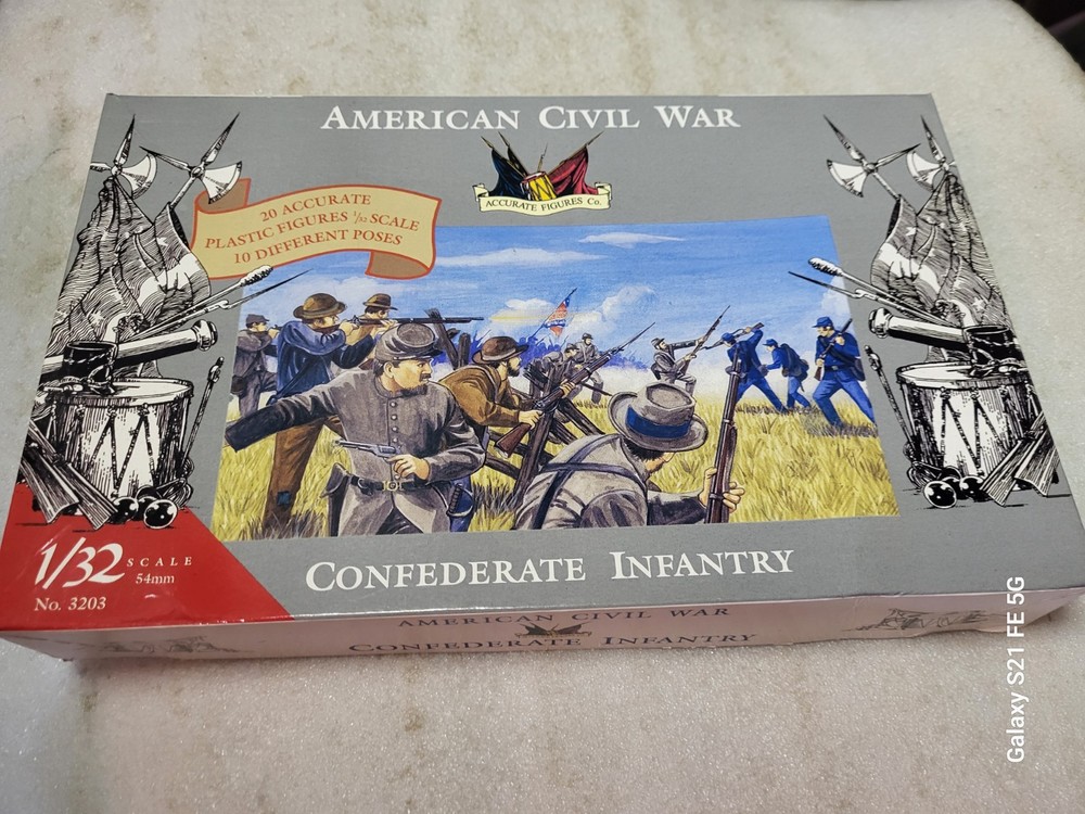Accurate Figures Civil War Confederate Infantry (17) Soldier Figures 1/32 #3203-image
