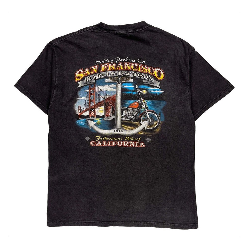 San Francisco Harley Davidson Graphic T-Shirt - Large Black Cotton