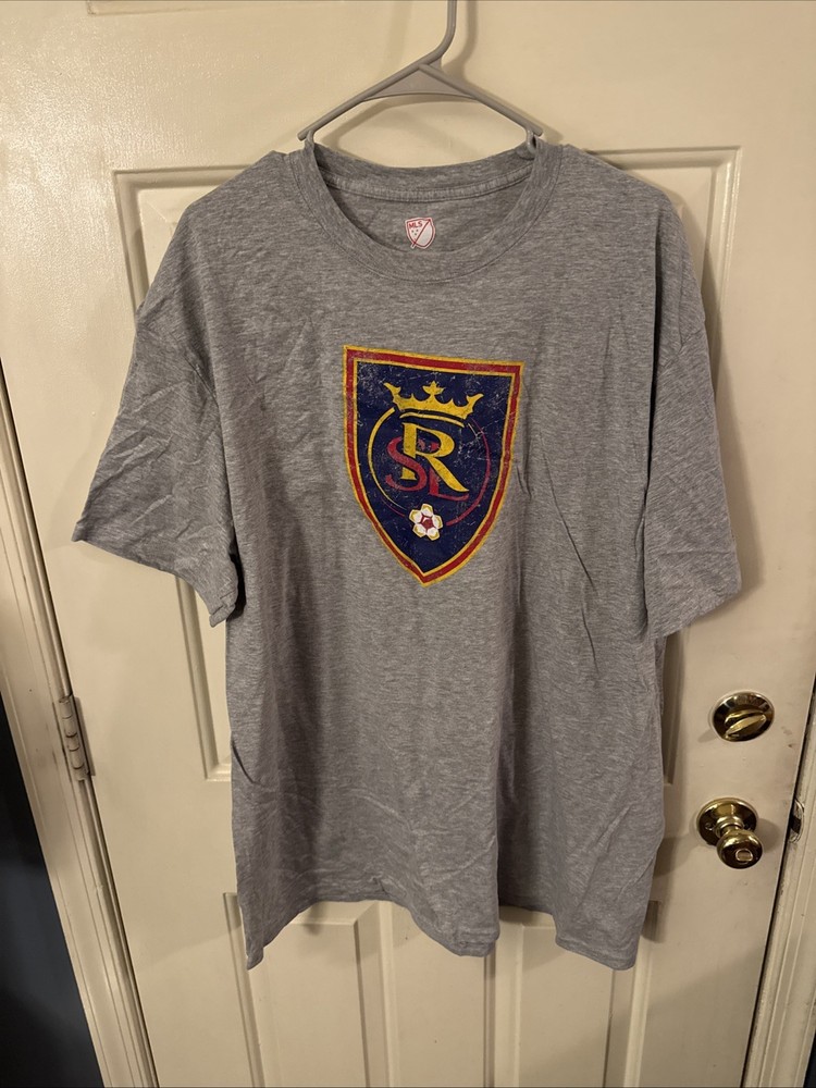 Men's Gray Real Salt Lake Distressed Logo Tri-Blend Tee