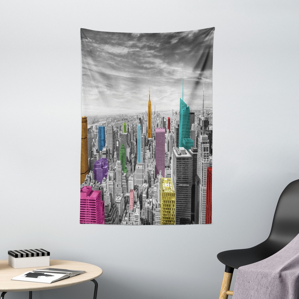New York Tapestry Cityscape Architecture Print Wall Hanging Decor