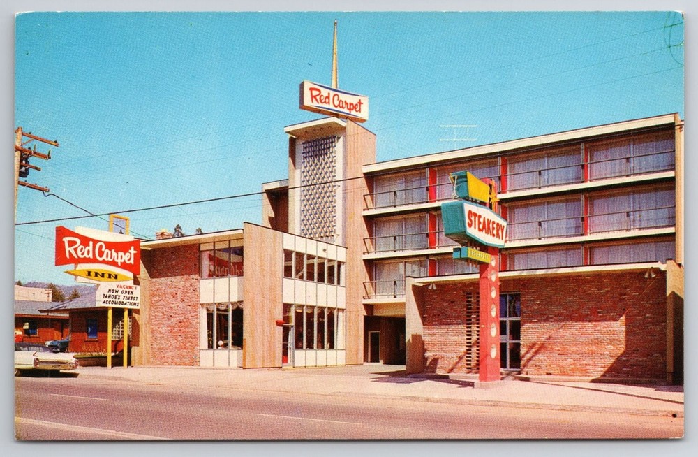 Vintage Red Carpet Inn Stateline California Postcard South Lake Tahoe Chrome