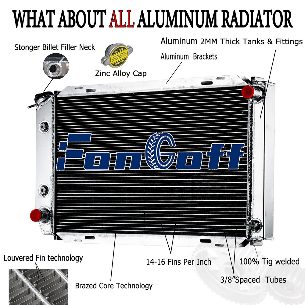 3 Row Aluminum Radiator For 1979-1993 85 Ford Mustang Mercury Cougar Thunderbird