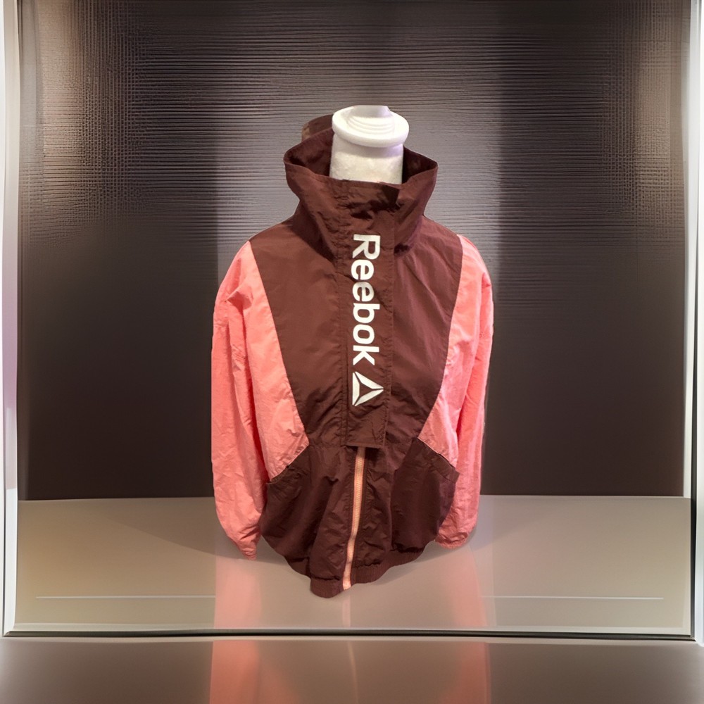 Reebok Women’s Colorblock Full Zip Mesh Track Jacket Brown/Pink M